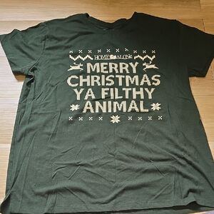 Merry Christmas Ya Filthy Animal Dark Green Holiday Tee